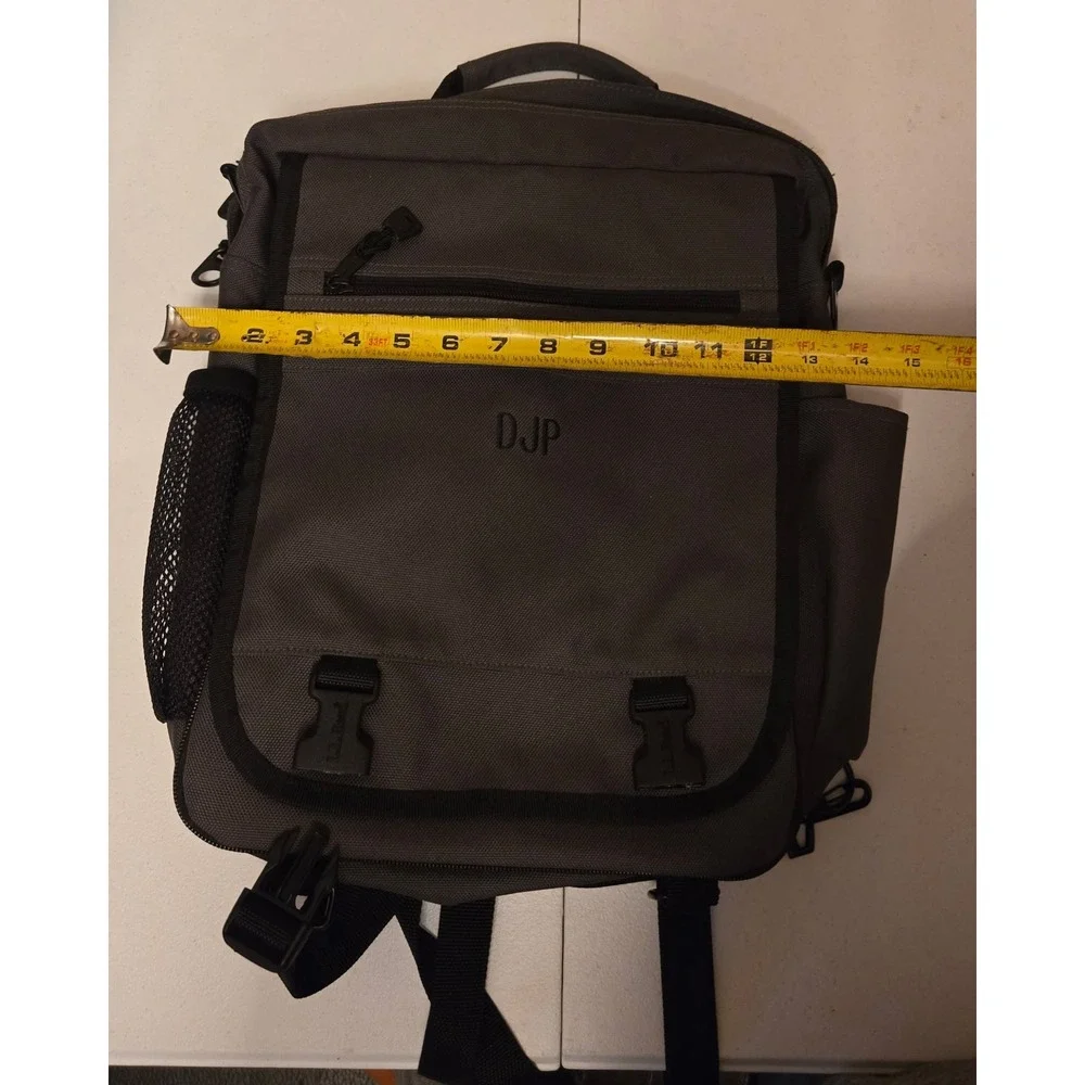 LL Bean Backpack Gray Monogrammed DJP Adjustable Straps Mesh‎ Pocket